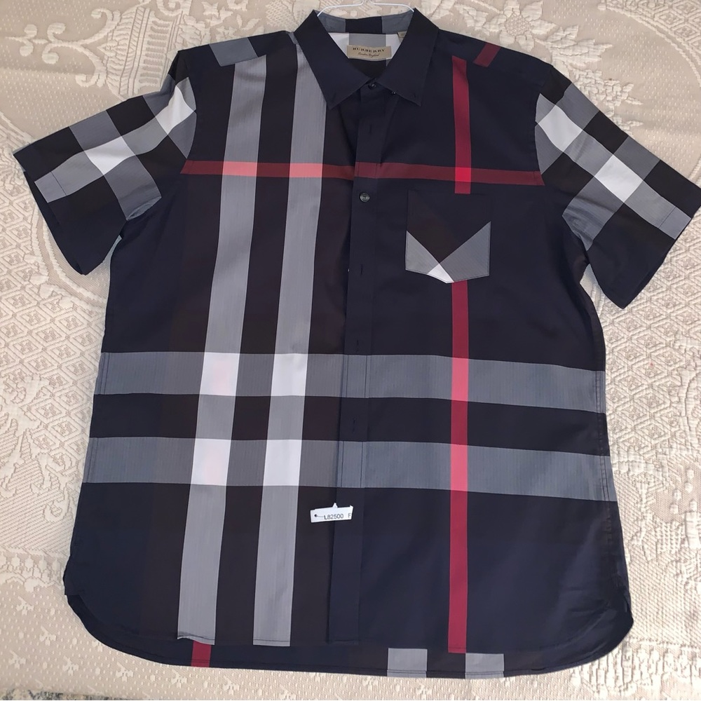 Short Sleeve Check Pattern Button Down Shirt